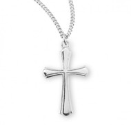 1/2" Women's plain sterling silver cross. Plain cross pendant comes on an 18" rhodium plated curb chain. Dimensions: 1.0" x 0.6" (25mm x 15mm). Plain cross pendant comes in a deluxe velour gift box. Made in USA.