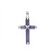 Lavender (Purple) - 1 1/4" Genuine stone cross available in Onyx (black), Adventurine (gray), and Amethyst (purple). Comes with a 20" rhodium plated chain and a deluxe velour gift box.