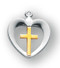 Gold Cross in a Silver Heart ~ 3/4" Women's heart in a cross on an 18" rhodium  plated chain in a deluxe velour gift box. 