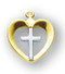 Silver Cross in a Gold Heart ~ 3/4" Women's heart in a cross on an 18"  gold plated chain in a deluxe velour gift box. 