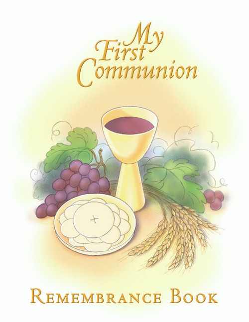 My First Communion Remembrance Book is a beautifully illustrated personalized gift album which blends prayers, scripture, and Bible stories with scrap booking, photography, journaling, and other activities. A wonderful keepsake! 8-1/2"x 11". 90 pages. Hardcover.