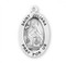 Sterling silver 7/8" oval medal with a portrait of St. Juliana with a Lily and Book. She is the Patron Saint of Sickness. Medal comes on an 18"  genuine rhodium plated curb chain.  Comes in a deluxe velour gift box. Engraving option available.