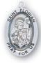 Saint Florian Medal - Patron Saint of Firefighters and Chimneysweeps. Sterling Silver 7/8" oval  medal with a portrayal of St. Florian putting out a Fire wearing Soldiers Garb.  Comes with a 20" genuine rhodium plated chain and in a deluxe velour gift box. Engraving option available.