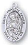 St Francis Xavier - Patron Saint of all Foreign Missions- 7/8" oval medal.  Comes with a 20" genuine rhodium plated chain and in a deluxe velour gift box. Engraving option available.