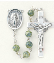 Round Genuine Green Side Stone Rosary 