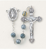 Rosary with Round Genuine Lime Line Stone Beads 1615