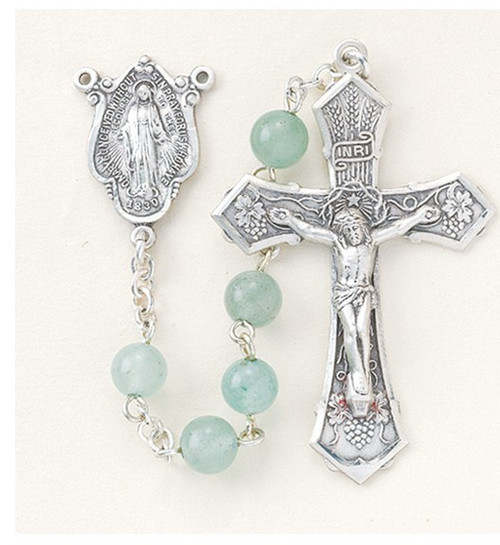 Round Genuine Aventurine Bead Rosary 