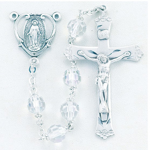 Tin Cut Czech Aurora Crystal Rosary
