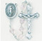 Tin Cut Light Rose Crystal Cube Rosary