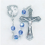 Tin Cut Sapphire Aurora Crystal Rosary 