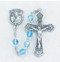 Tin Cut Aqua Crystal Rosary 
