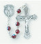 Tin Cut Ruby Aurora Crystal Rosary 