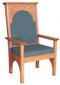 Celebrant chair with upholstered seat and back

Dimensions: 50" height, 29" width, 28" depth