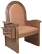 Celebrant chair with upholstered seat and back

Dimensions: 46" height, 30" width, 26" depth