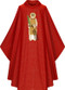 Chasuble in Cantate (99% wool, 1% gold threads). Width: 63", Length: 53". With inside stole. Stiff roll-collar 4". Red with Applique embroidery of St. Lawrence. These items are imported from Europe. Please supply your Institution’s Federal ID # as to avoid an import tax. Please allow 3-4 weeks for delivery if item is not in stock