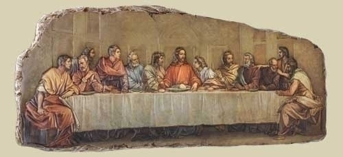 The Last Supper Plaque. Plaque is an 18.5"L x7.5"H low relief decal on stone/resin mix plaque..