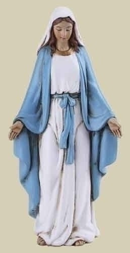 Our Lady of Grace 4" Statue.  Resin/Stone Mix. 4"H x 1.875"W x 1.125"D