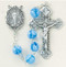 Blue Venetian Glass Flower Rosary~8mm Blue Venetian Glass Flower beads from Italy. Sterling Silver Miraculous Center and 2" Sterling Silver Crucifix with Rhodium Plated Findings. Deluxe Velour Gift Box Included.