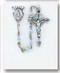Blue-Sterling Silver rosary made with 4mm pink, blue or lavender Swarovski pearl beads. Solid brass findings, pins and chain with genuine rhodium plating to prevent tarnishing. Exclusive designed sterling silver Miraculous Medal centerpiece and sterling silver 1-3/8”crucifix. Comes with deluxe velour gift box. Made in the USA.
