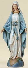 Our Lady of Grace 14" Statue. Resin/Stone Mix. Dimensions: 14"H 5.88"W 3.75"D