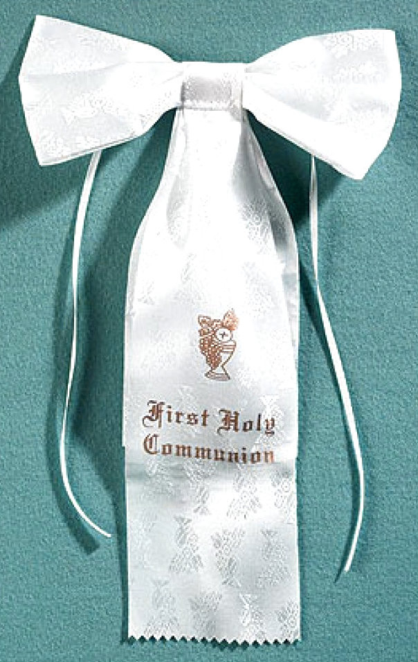 First Communion 25yds 3/8" Satin Metallic Favor Ribbon Comunion Silver