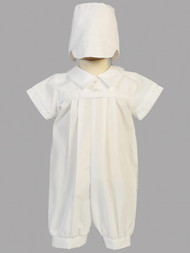 Cotton romper christening set ~ hat included. Sizes 0-3m, 3-6m, 6-12m, 12-18m, & 18-24m
