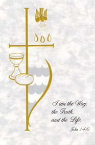 RCIA Holy Cards- Rite of Christian Initiation Holy Cards, 2 3/4" x 4 1/4". 100 per box (Gold Ink)
Matching Items: (TB105)~ Bulletins and (XB109, XB119) ~ Pre Printed or Laser Compatible certificates 