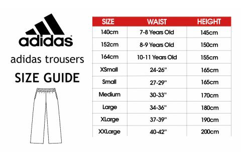 adidas waist size chart