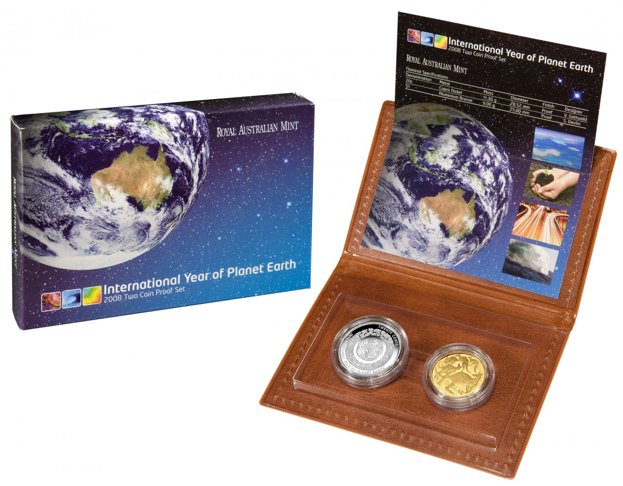 2008 AUSTRALIA MINT SET PLANET EARTH WORLD MONEY COIN FAIR BERLIN