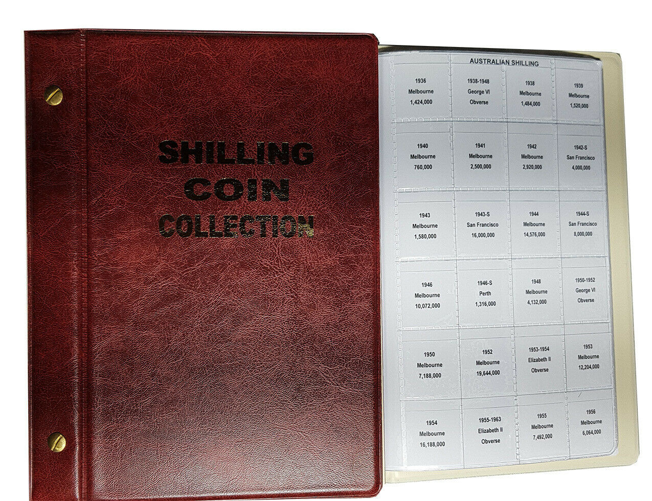 Details about   VST Australian Shilling Album 1910-1964 With Printed Mintage Interleaves RED 