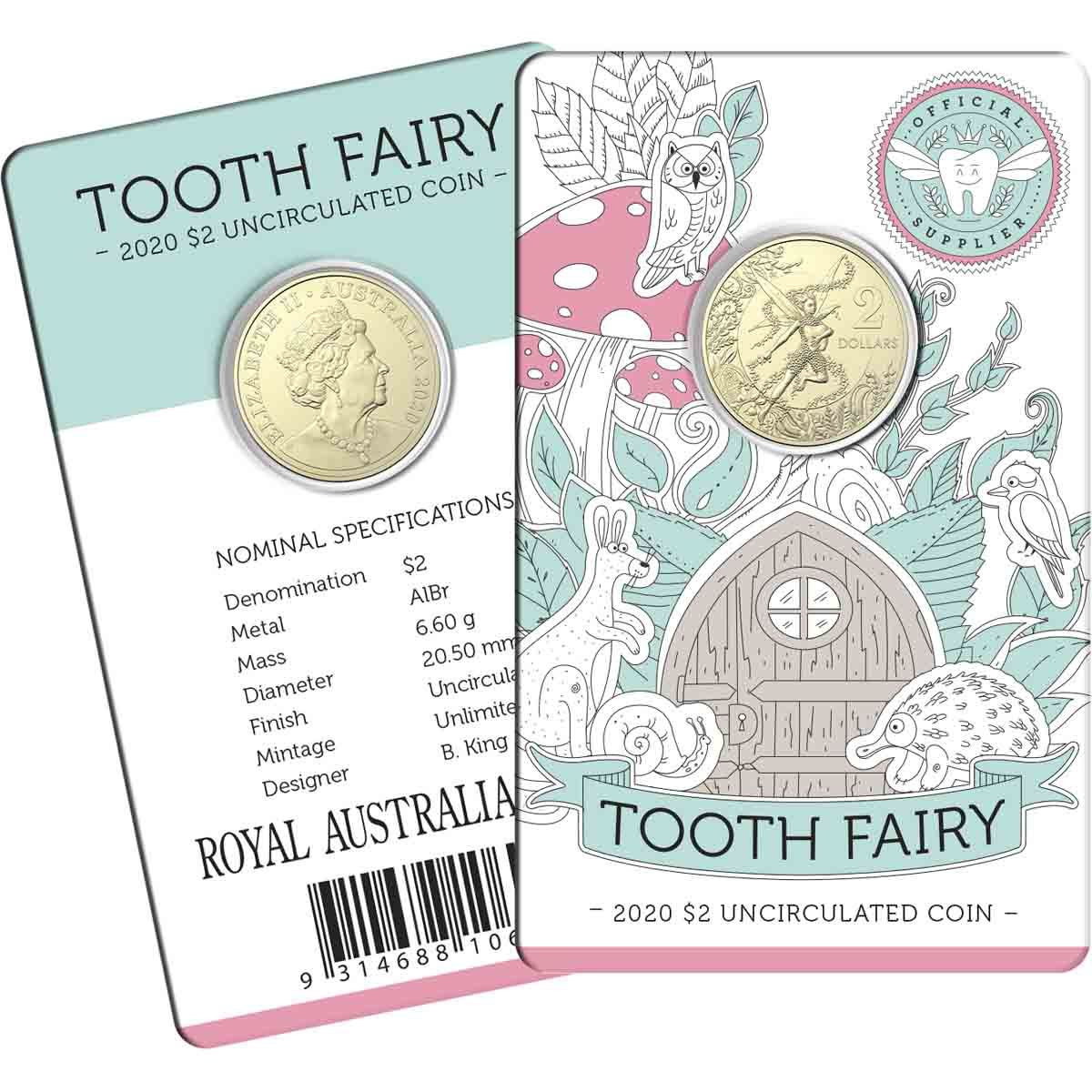 Australian Mint Tooth Fairy Tooth Fairy 2020 $2 Uncirculated Coin. - Western Sydney Stamps and