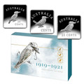 Australia 2019 25c 99.9 Silver 1/4oz 3 Coin Proof Kookaburra Patterns Set