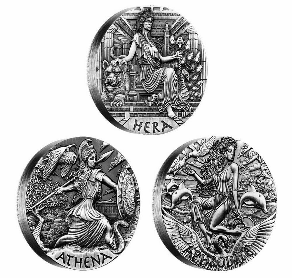 2015 Goddesses of Olympus Silver Coins Set (3 coins x 2oz) High