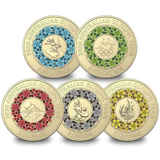 Tokyo Olympics 2020 $2 Al-Br Coloured Uncirculated Five-Coin Set