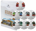 2022 STEAM POWER STEAM TRAIN 50c Coloured COIN Complete set of 7 with FOLDER