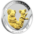 2011 AUSTRALIAN KOALA SILVER COIN SERIES 1OZ GILDED EDITION 