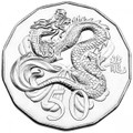 2012 UNC 50c Lunar Dragon Tetra-decagon Coin