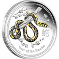 AUSTRALIAN LUNAR SERIES II 2013 YEAR OF THE SNAKE 1OZ SILVER COLOURED EDITION 