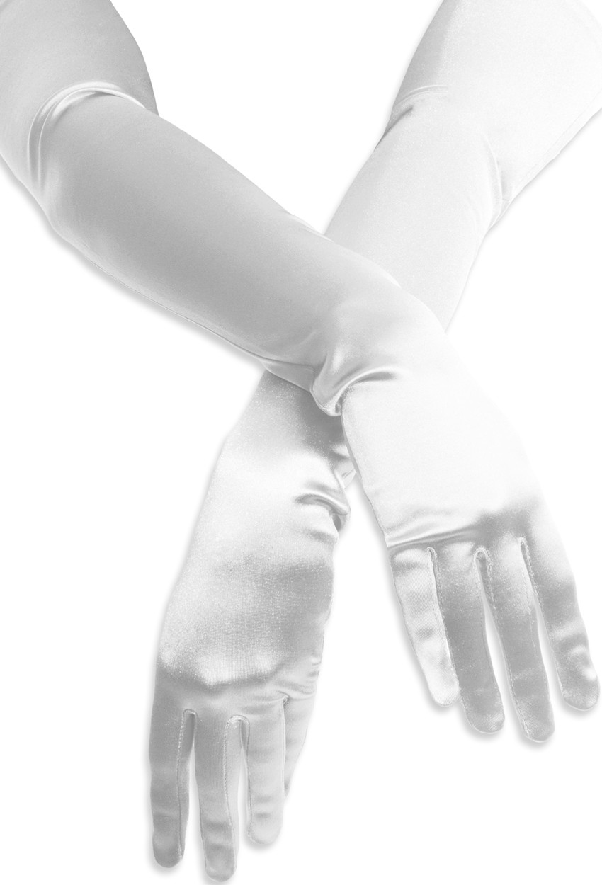 Satin Opera Gloves White - Boutique4Divas