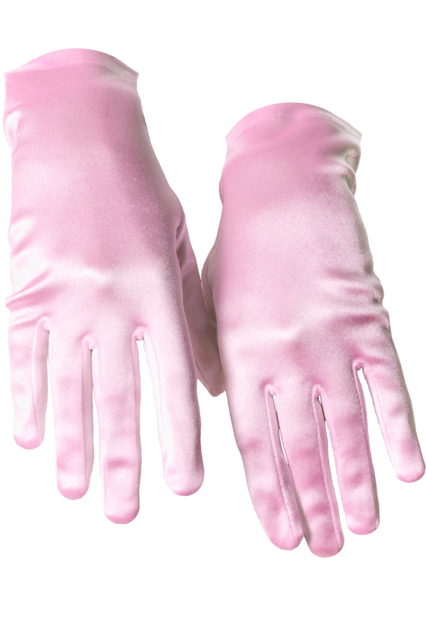 satin pink gloves