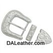 Silvery Floral & Rope Edge Buckle Set 1-1/2"
