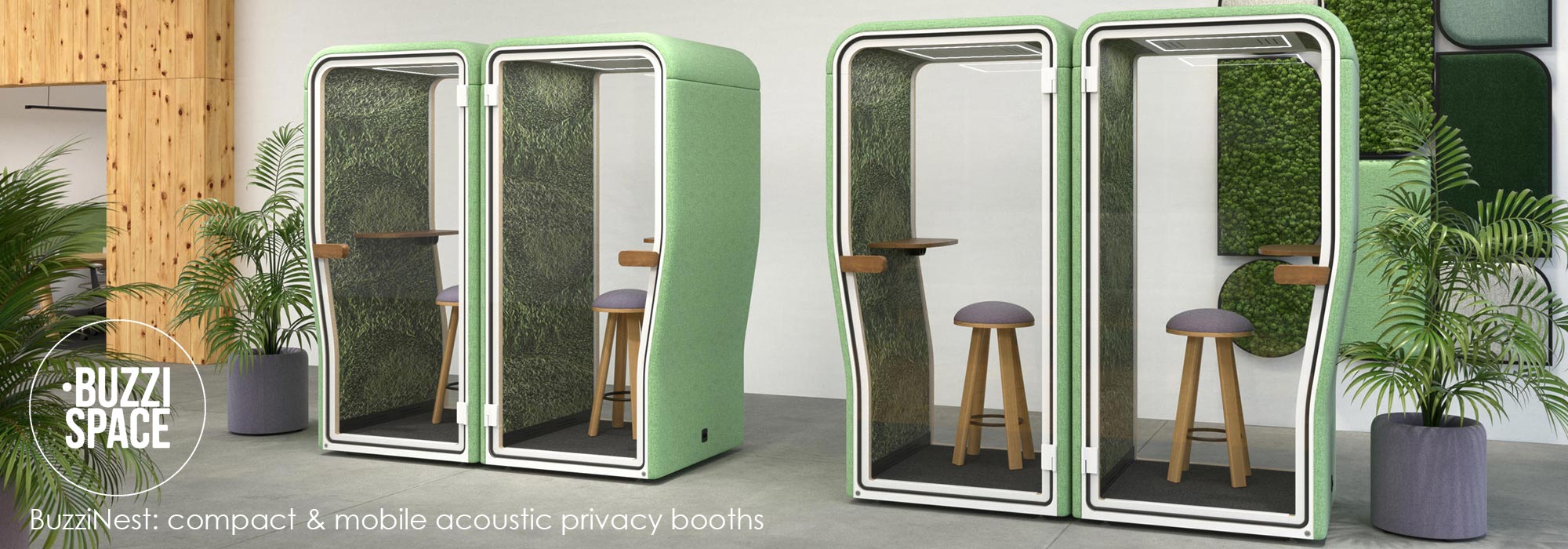 BuzziSpace BuzziNest compact mobile acoustic privacy booths
