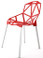 Chair One with red seat aluminium legs