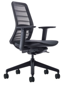 Koplus Tonique Task Chair - Black Frame - Black Mesh - Black Fabric - Black Base