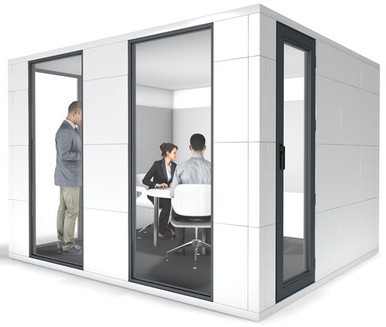 Studiobricks conference pod in white laminate