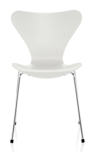 Fritz Hansen Series 7 Chair, 4 Leg White Coloured Ash
