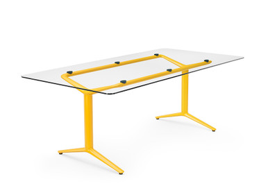 Boss Design ACDC Static Height Single Desk - Glass Top Coloured Frame