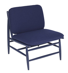 Ercol Von Chair Blue Fabric - Front Angle View
