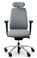 RH Logic 200 Ergonomic Task Chair - Grey / With Armrests & Neckrest / Polished Aluminium Base - Front