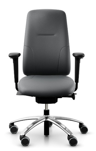RH Logic 220 Ergonomic Task Chair - Leather / With Armrests / Polished Aluminium Base - Front